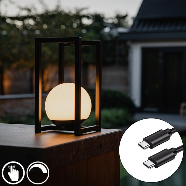 Vonkajšia stolná lampa čierna vrátane LED s dotykovým nabíjaním - Nowi