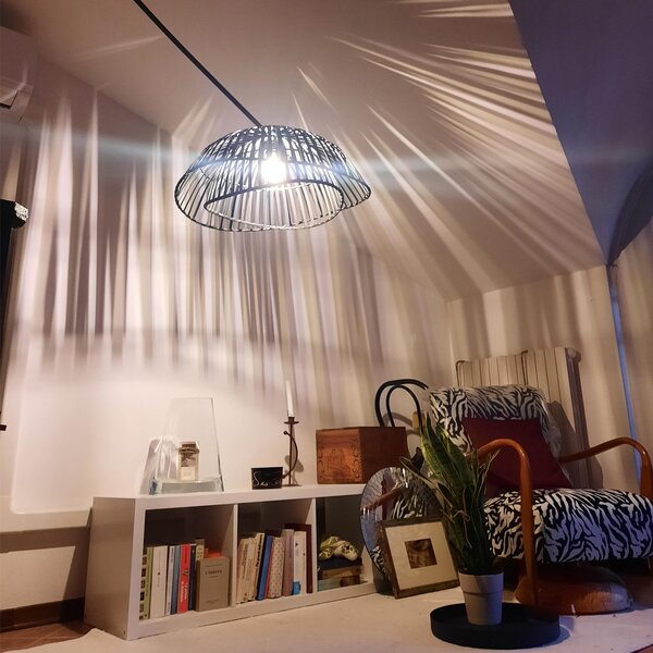 Orientálna oblúková lampa čierna bambusová - Pua
