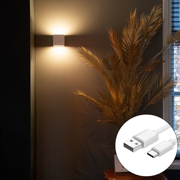 Nástenná lampa biela vrátane LED a dotykového stmievača nabíjateľná - Joris