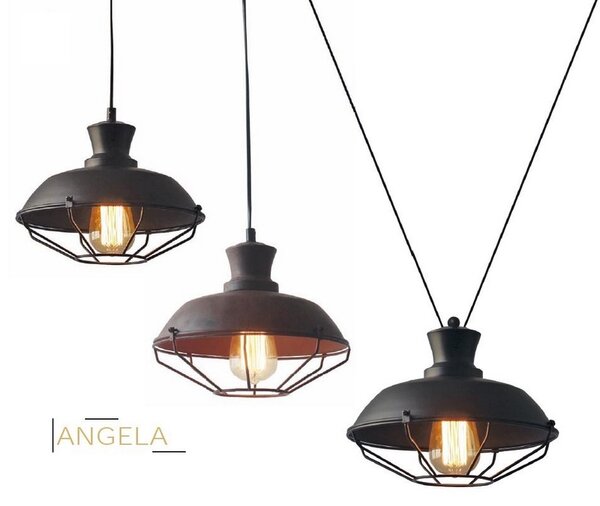ACA DECOR Závesné svietidlo ANGELA, čierna farba, s mriežkou