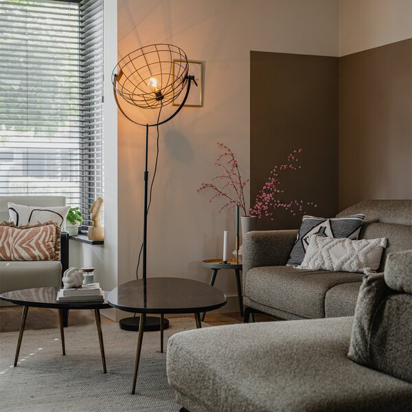Priemyselná stojaca lampa čierna 50 cm nastaviteľná - Hanze