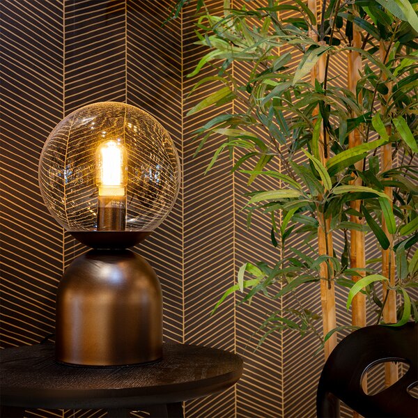 Stolná lampa Hotel Chic tmavá bronzová s čírym sklom - Pallon Trend