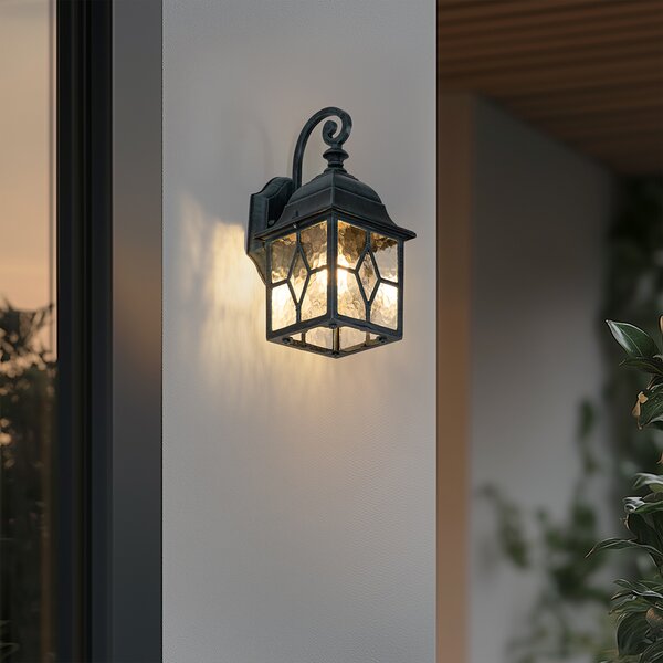 Romantická vonkajšia nástenná lampa tmavozelená - London