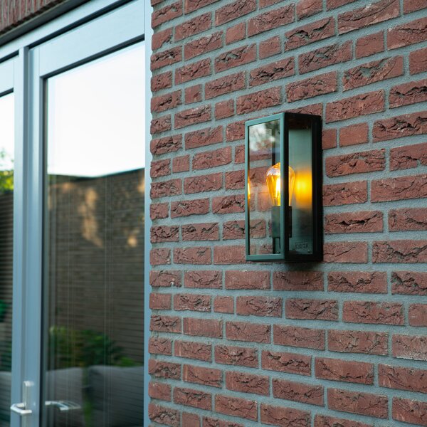 Priemyselná vonkajšia nástenná lampa tmavozelená so sklom IP44 - Rotterdam