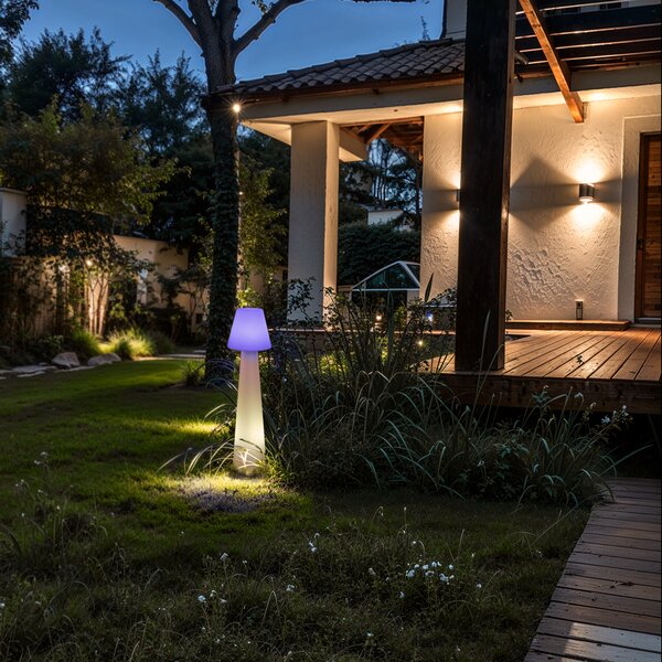 Dizajnová vonkajšia stojaca lampa biela IP44 - Katrijn