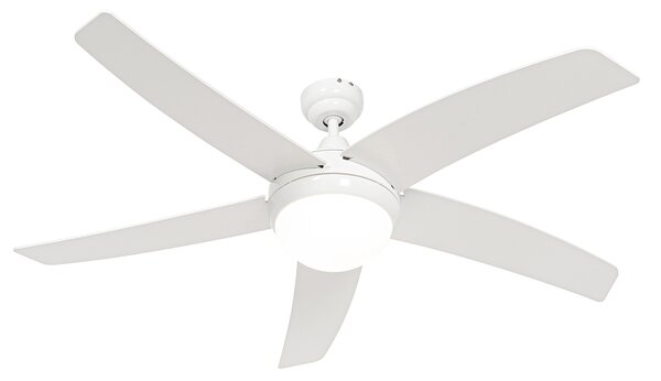 Inteligentný stropný ventilátor biely s drevenou potlačou 132 cm vrátane LED stmievateľného s diaľkovým ovládaním - Cool