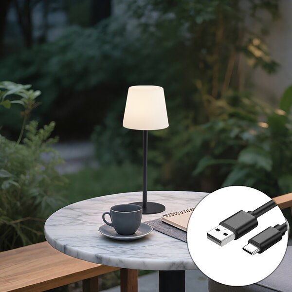 Stolná lampa čierna nabíjateľná vrátane LED a stmievača IP54 - Jude