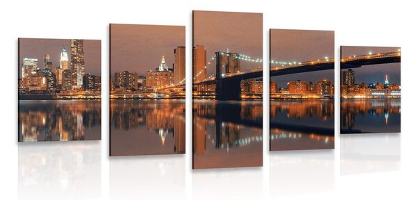 5-dielny obraz odraz Manhattanu vo vode