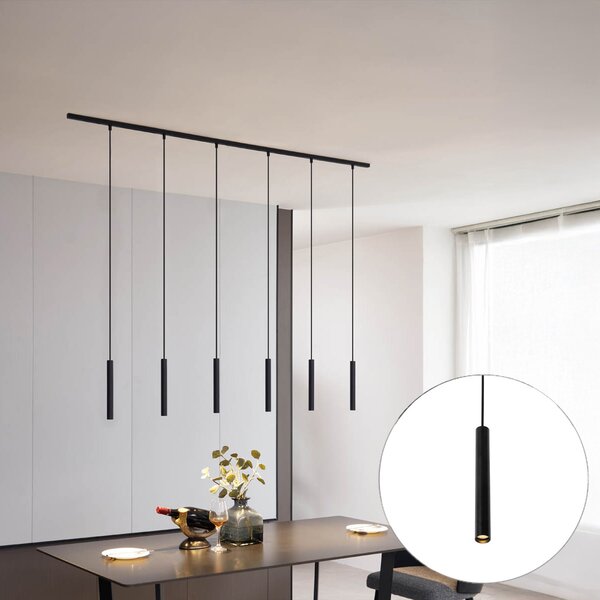 Moderný koľajnicový systém s 6 čiernymi závesnými svetlami 1-fázový - Slimline Keno