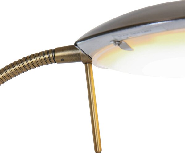 Stolná LED lampa Mexlite bronzová, Hnedá / staromosadz, Obývacia izba / jedáleň, kov, Moderný, Stojacie svietidlo