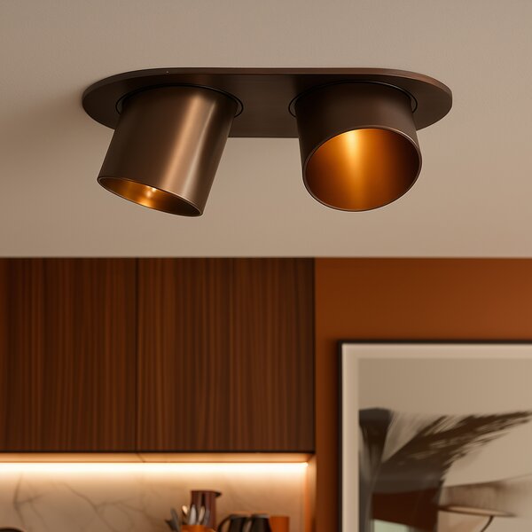 Zaskrutkované bodové svetlo zaoblené tmavá bronz GU10 50 mm 2-svetlo - Installa