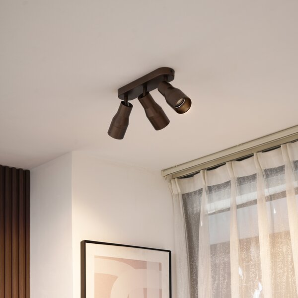 Zaoblené stropné bodové svetlo tmavá bronz GU10 50 mm 3-svetlo - Stanley