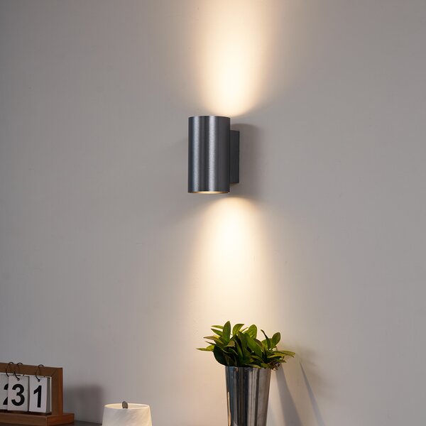Moderná nástenná lampa tmavosivá okrúhla 2-svetlá GU10 50 mm - Sandy