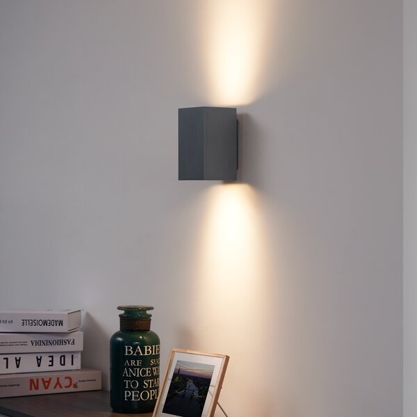 Moderné nástenné svietidlo Gunmetal štvorcové 2-svetlá GU10 50mm - Sandy