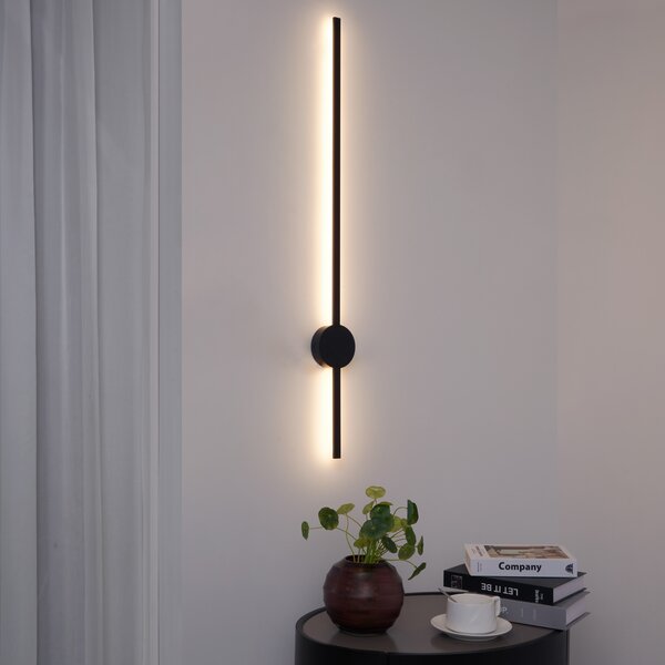 Moderné nástenné svietidlo čierne 100 cm vrátane LED - Clockwise