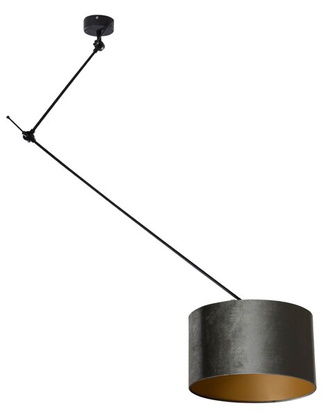 Závesná lampa čierna so zamatovým tienidlom zelená 35cm - Blitz