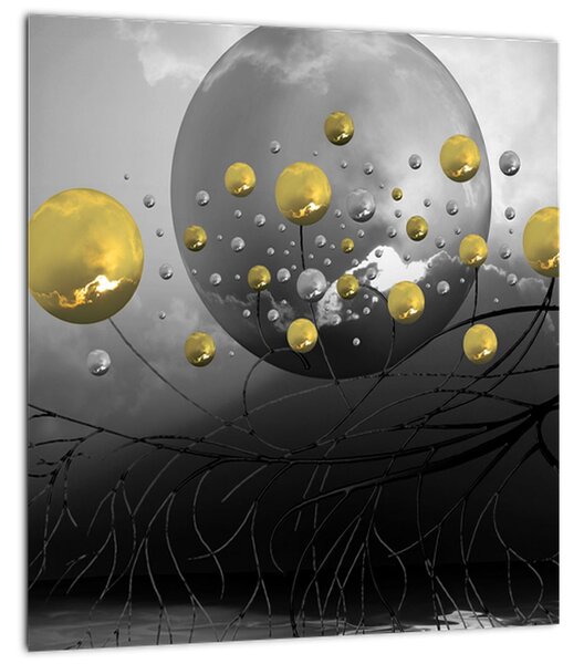 Obraz zlatých abstraktných gulí (30x30 cm)