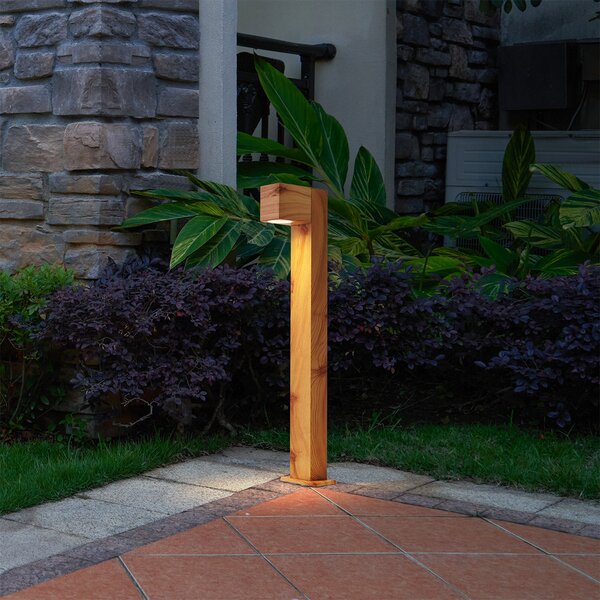 Moderná vonkajšia stojaca lampa hliníková s drevenou potlačou 65 cm IP44 - Baleno