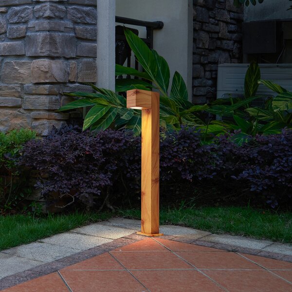 Vonkajšia lampa hliníková s potlačou dreva so zemným hrotom a káblovou priechodkou 65 cm IP44 - Baleno