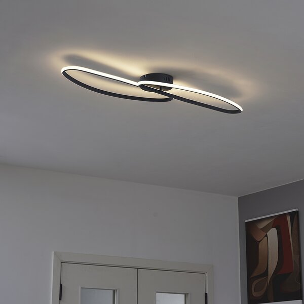 Dizajnové stropné svietidlo čierne 100 cm vrátane LED 3-stupňové stmievateľné 2-svetelné - Pepe