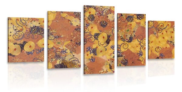 5-dielny obraz abstrakcia inšpirovaná G. Klimtom