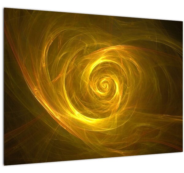 Obraz abstraktnej žltej špirály (70x50 cm)