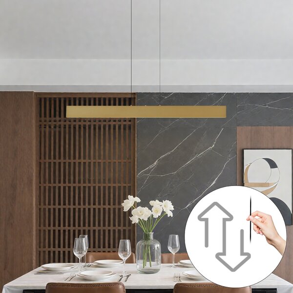 Moderné závesné svietidlo mosadzné vrátane LED 3-stupňové stmievateľné Easylift - Straight