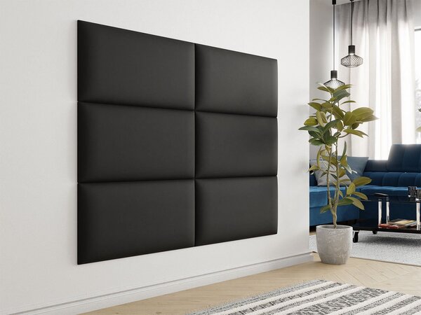 Čalúnený panel na stenu 84x24 PAG - čierna ekokoža