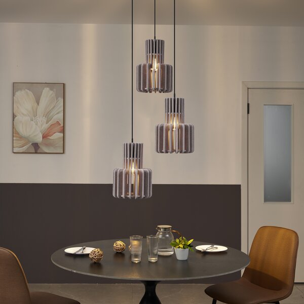 Retro závesná lampa čierna s sivohnedou 3-svetlá - Felt
