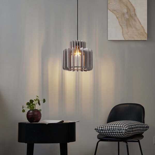 Retro závesná lampa čierna s hnedosivým tienidlom - Felt