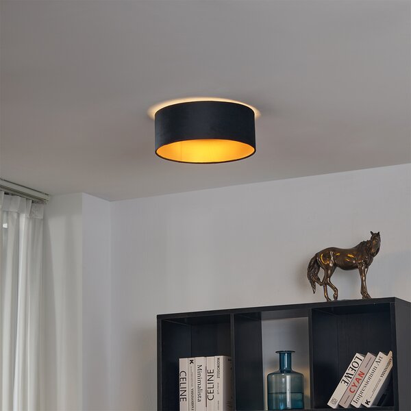 Moderné stropné svietidlo čierne zamatové 40 cm vrátane LED 3-krokového stmievania - Sue