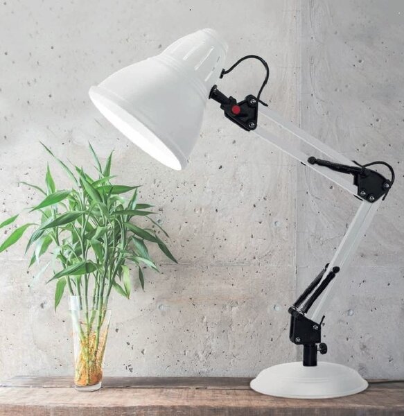 ACA DECOR Retro stolná lampa UFFICIO, strieborná