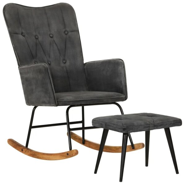 Hojdacie kreslo s taburetom BestBerg 339702 / 56 × 74 × 93 cm / čierna