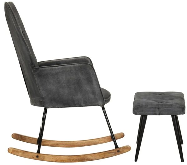 Hojdacie kreslo s taburetom BestBerg 339702 / 56 × 74 × 93 cm / čierna