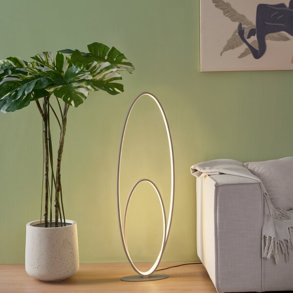 Dizajnová stojaca lampa béžová vrátane LED s 3-stupňovým stmievaním - Boomerang