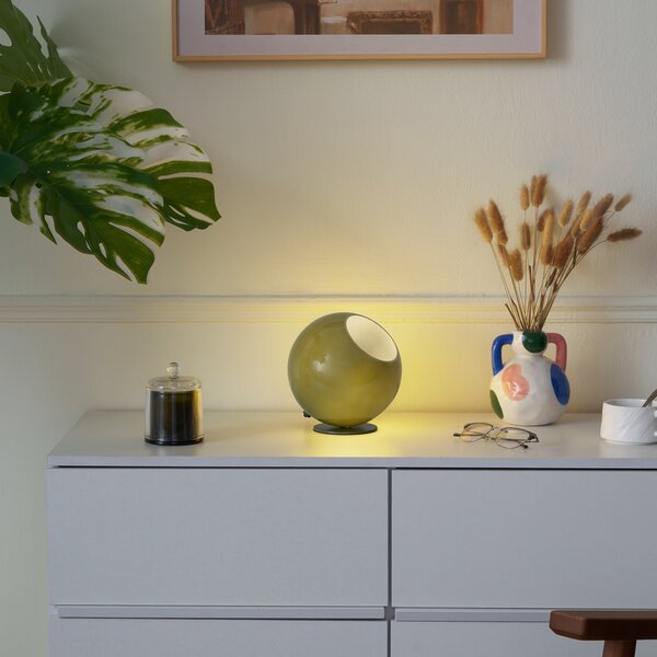 Retro stolná lampa zelená so sklom - Mabel