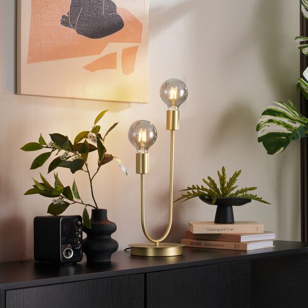 Stolná lampa Art Deco mosadz 2-svetlá - Tuning