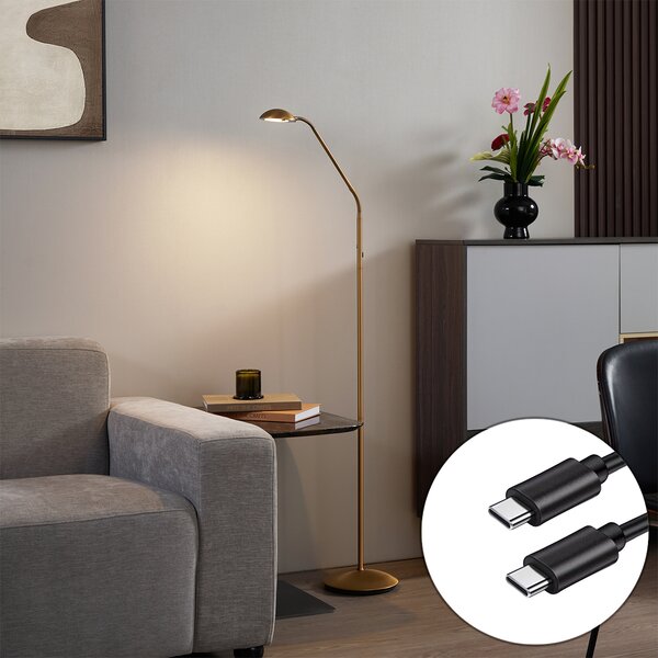 Moderná stojaca lampa bronzová vrátane LED 3-stupňovo stmievateľná nabíjateľná - Waldorf