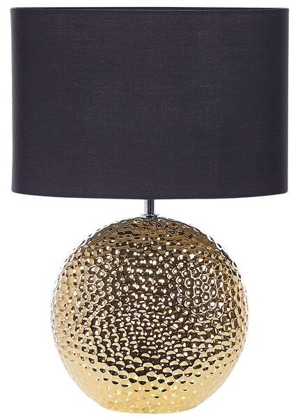 Stolná lampa zlatá a čierna lesklý keramický podstavec 51 cm polyesterové tienidlo moderný glamour štýl obývacia izba