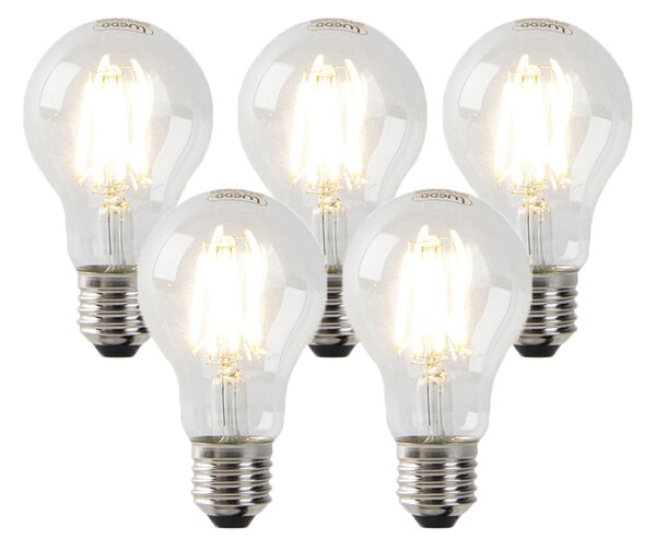 Sada 5 stmievateľných LED žiaroviek E27 číre 7W 806 lm 2700K