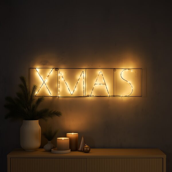 Vianočná nástenná lampa čierna XMAS vrátane LED s časovačom IP44 - Yoro