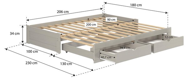 POSTEĽ S VÝSUVNÝM LÔŽKOM 200/100-230 cm, P & B - Detské izby, Online Only