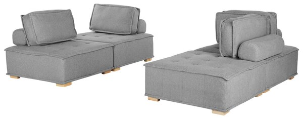 Pohovka sivá polyesterové čalúnenie modulárna sedačka škandinávsky moderný dizajn