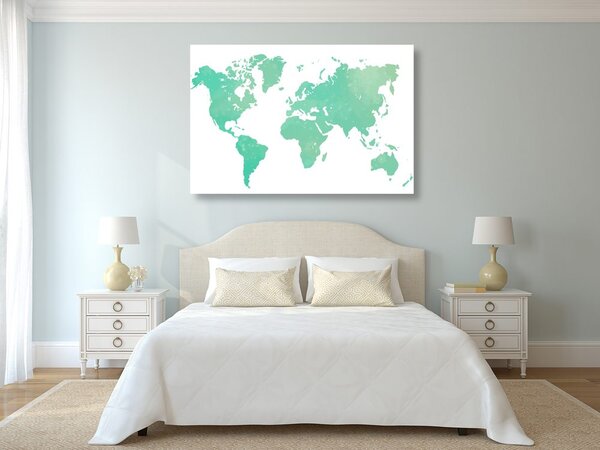 Obraz na korku mapa sveta v zelenom odtieni