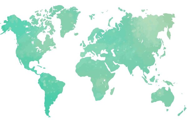 Obraz na korku mapa sveta v zelenom odtieni