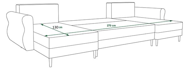 Rozkladacia sedacia súprava do U SILVIANO 300x140 cm, horčicová + 2 vankúšiky ZDARMA