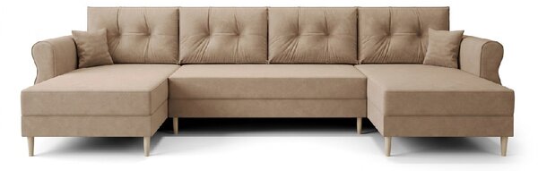 Rozkladacia sedacia súprava do U SILVIANO 300x140 cm, béžová + 2 vankúšiky ZDARMA