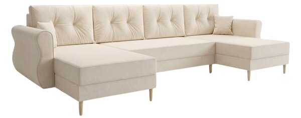 Rozkladacia sedacia súprava do U SILVIANO 300x140 cm, krémová + 2 vankúšiky ZDARMA