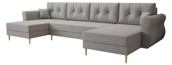 Rozkladacia sedacia súprava do U SILVIANO 300x140 cm, sivá + 2 vankúšiky ZDARMA