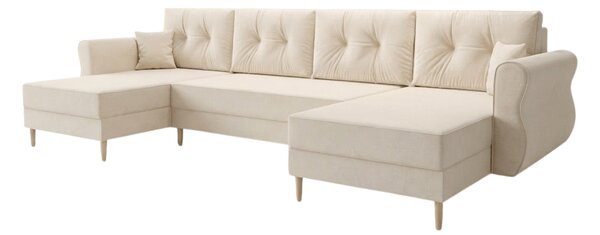 Rozkladacia sedacia súprava do U SILVIANO 300x140 cm, krémová + 2 vankúšiky ZDARMA